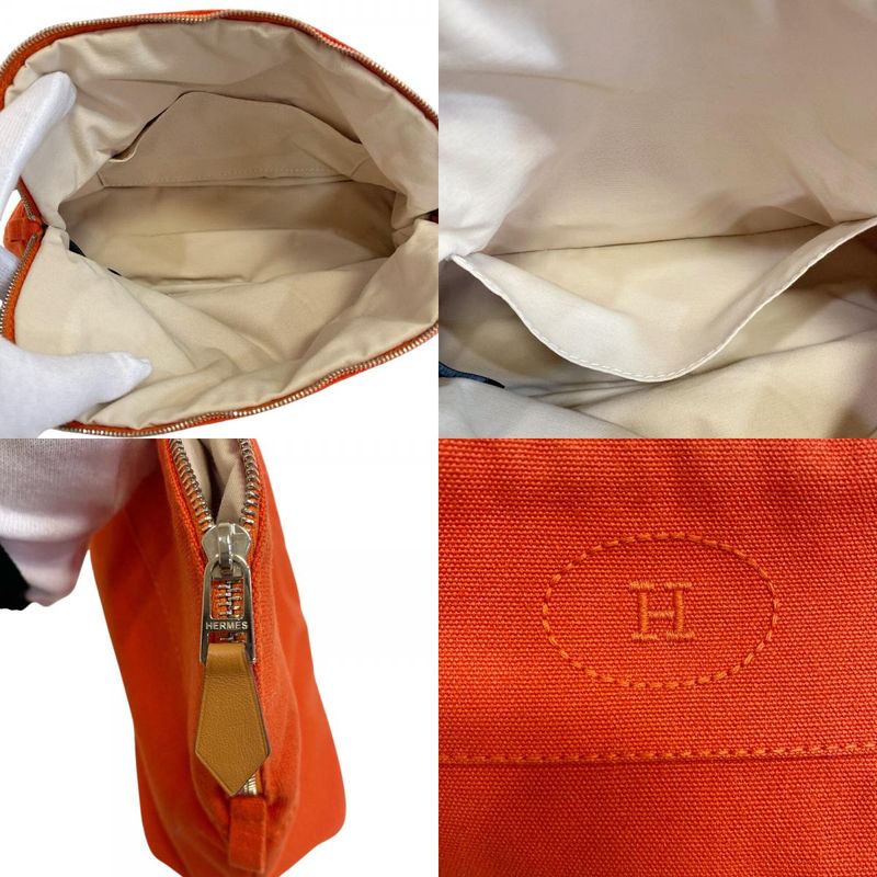 Hermes Zipper Makeup Pouch MM Bolide Vanity Cotton Orange