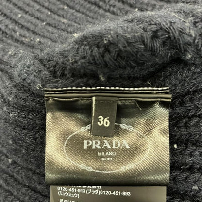 Prada Long Sleeve Sweater 36 S Dark Navy Crew