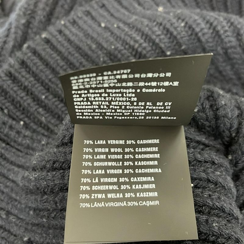 Prada Long Sleeve Sweater 36 S Dark Navy Crew