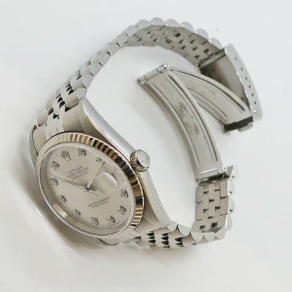 Rolex Datejust 36 No Silver Diamond SS WG Watch Automatic Winding