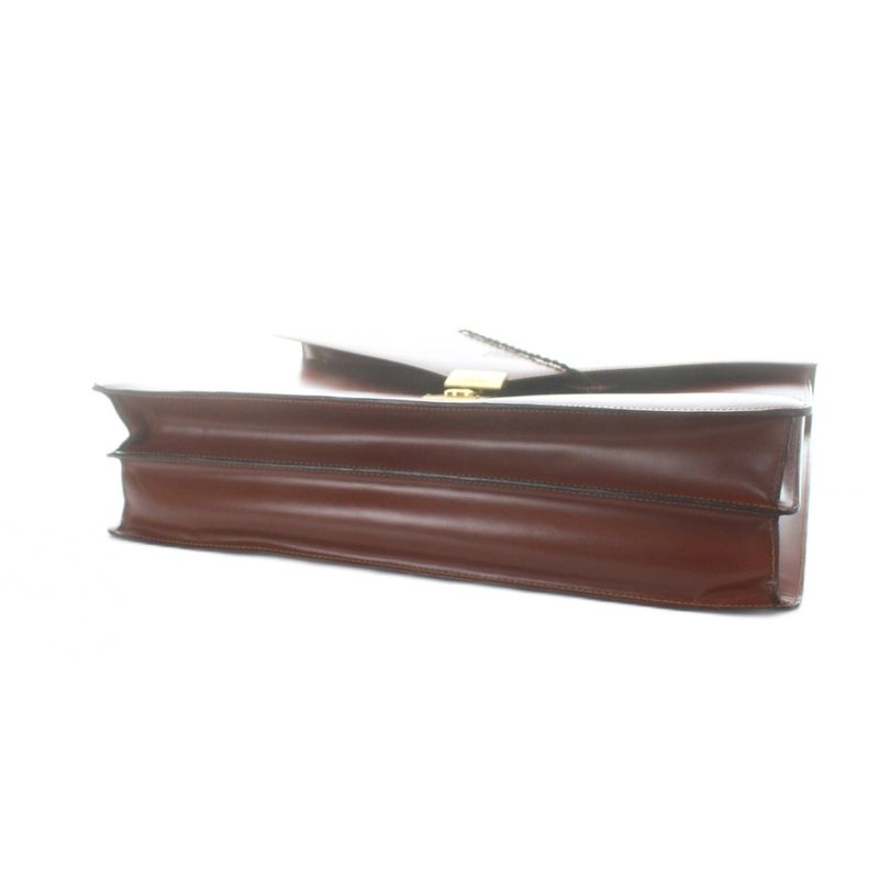 Loewe Business Briefcase Document Purse Leather Logo Gold Brown