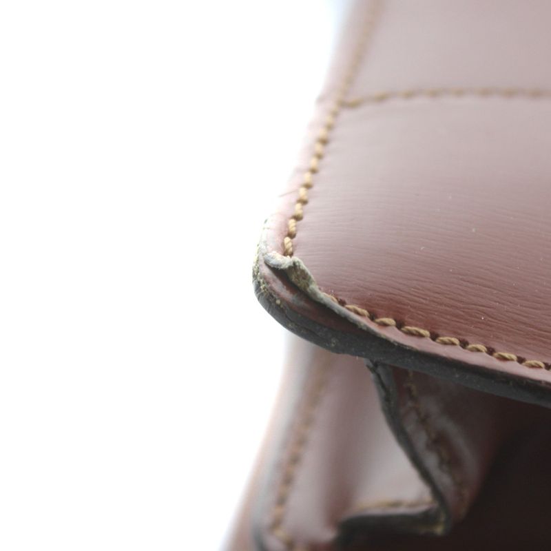 Loewe Business Briefcase Document Purse Leather Logo Gold Brown