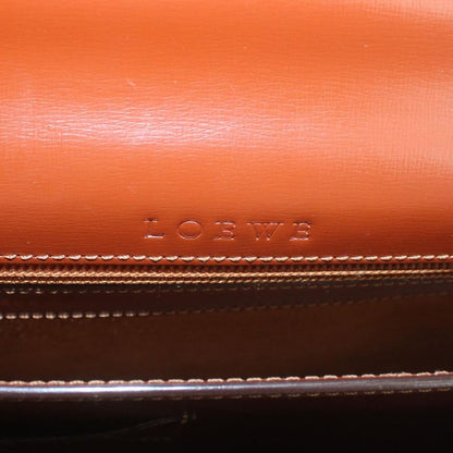 Loewe Business Briefcase Document Purse Leather Logo Gold Brown