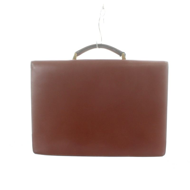 Loewe Business Briefcase Document Purse Leather Logo Gold Brown