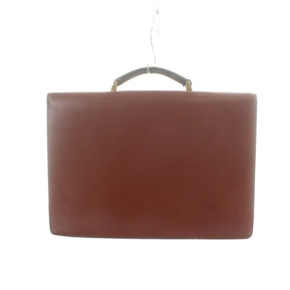 Loewe Business Briefcase Document Purse Leather Logo Gold Brown