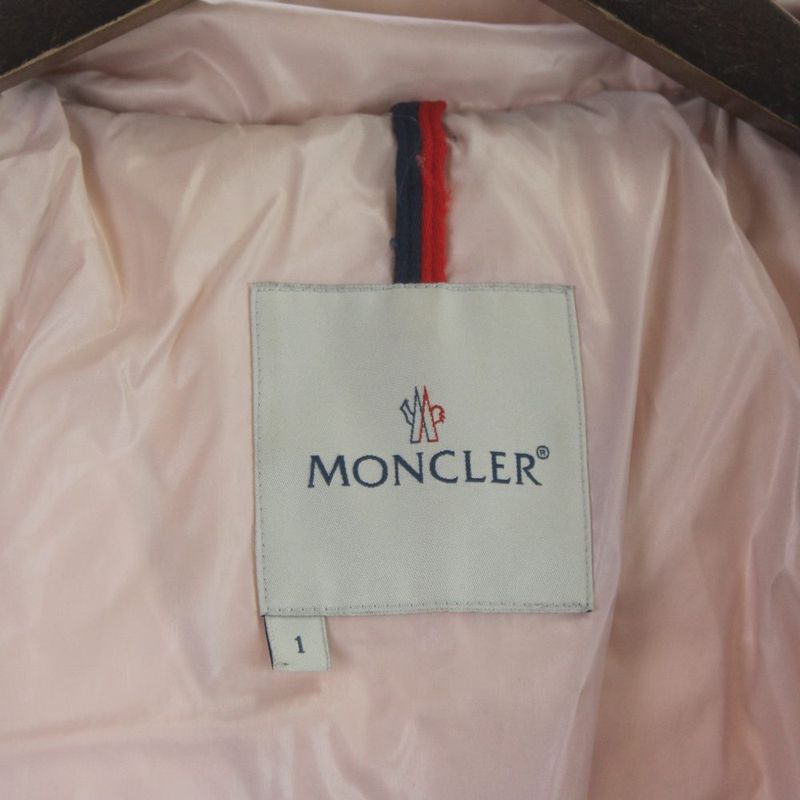 Moncler Tivoli Down Jacket Long Sleeve Zip Up Patch Logo 1 M Pink
