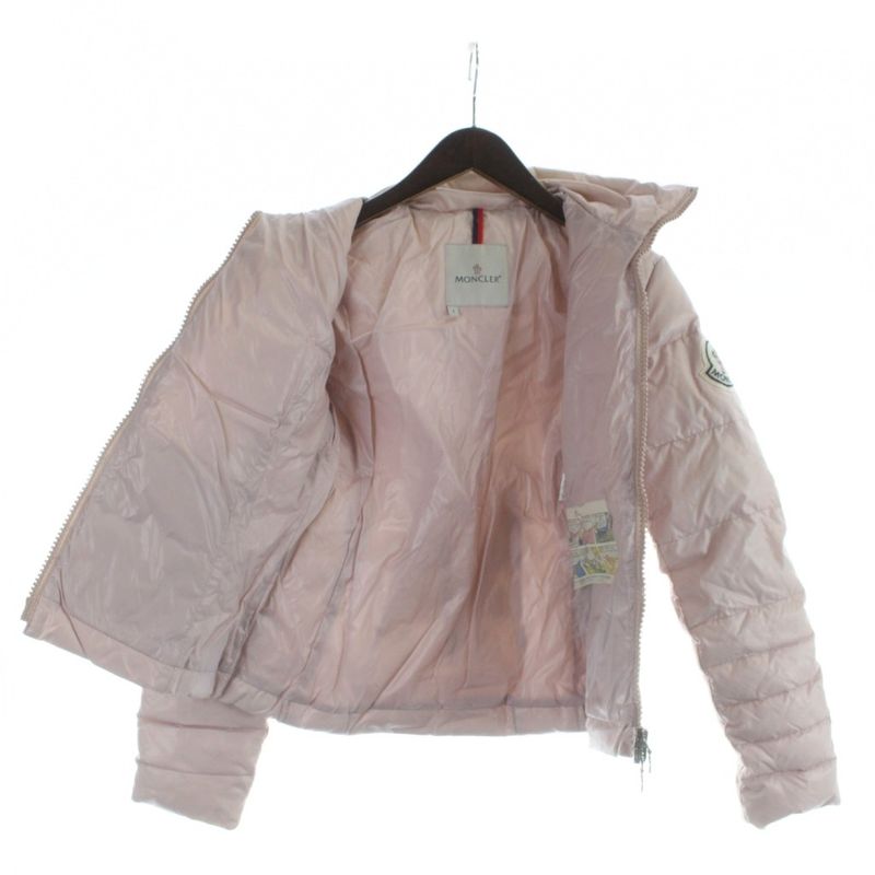 Moncler Tivoli Down Jacket Long Sleeve Zip Up Patch Logo 1 M Pink