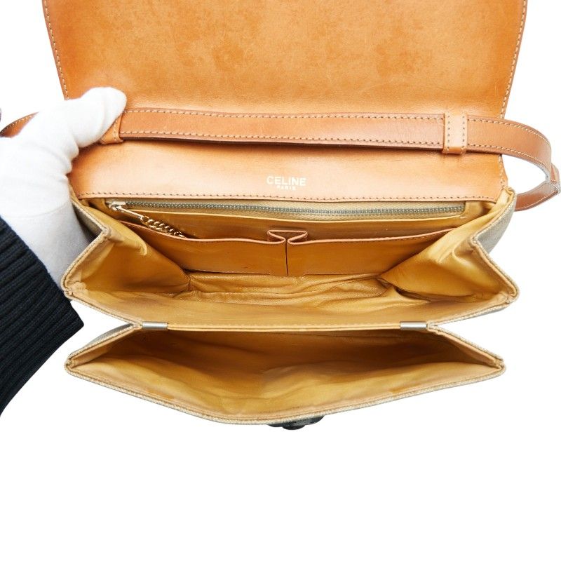 Celine Triomphe Crossbody Shoulder Bag Beige Leather