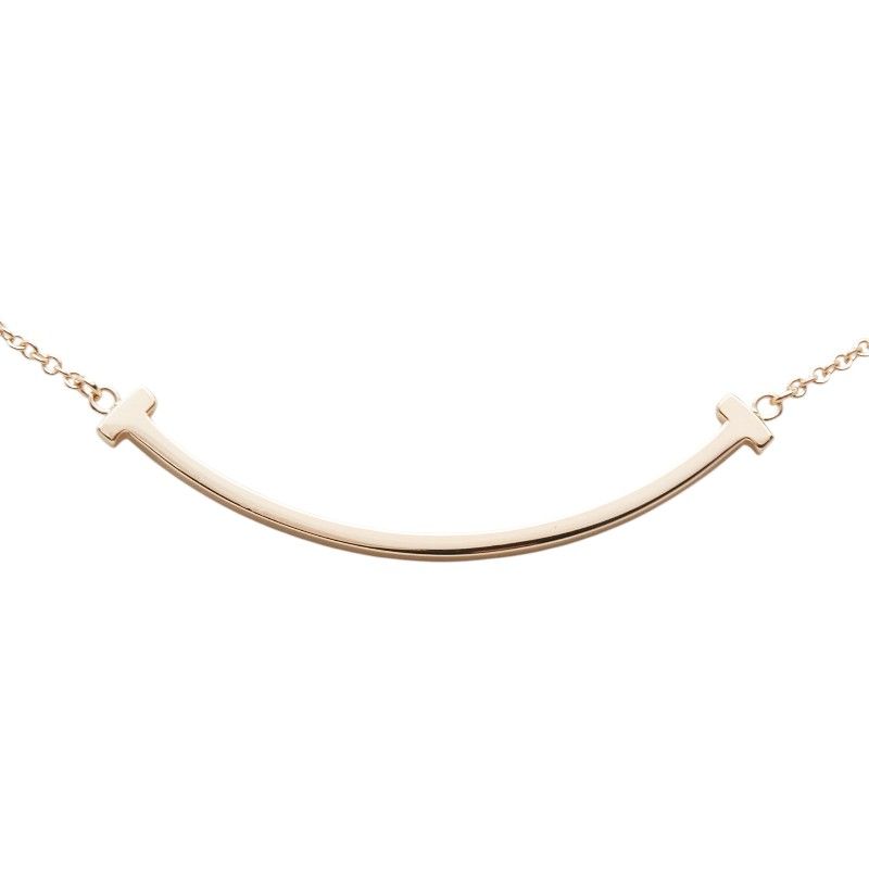 Tiffany & Co T Smile Small Pendant Necklace 18k Pink Gold