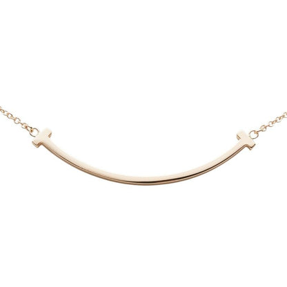 Tiffany & Co T Smile Small Pendant Necklace 18k Pink Gold