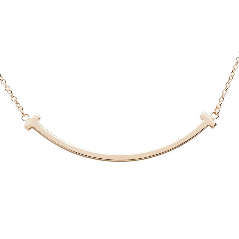Tiffany & Co T Smile Small Pendant Necklace 18k Pink Gold