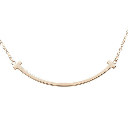 Tiffany & Co T Smile Small Pendant Necklace 18k Pink Gold