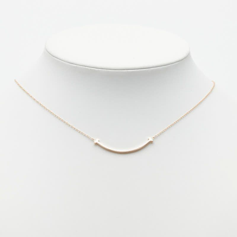 Tiffany & Co T Smile Small Pendant Necklace 18k Pink Gold