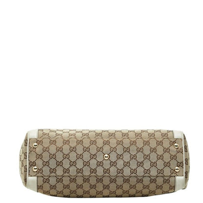 Gucci GG Canvas Tote Shoulder Bag White Beige