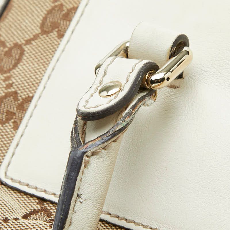 Gucci GG Canvas Tote Shoulder Bag White Beige