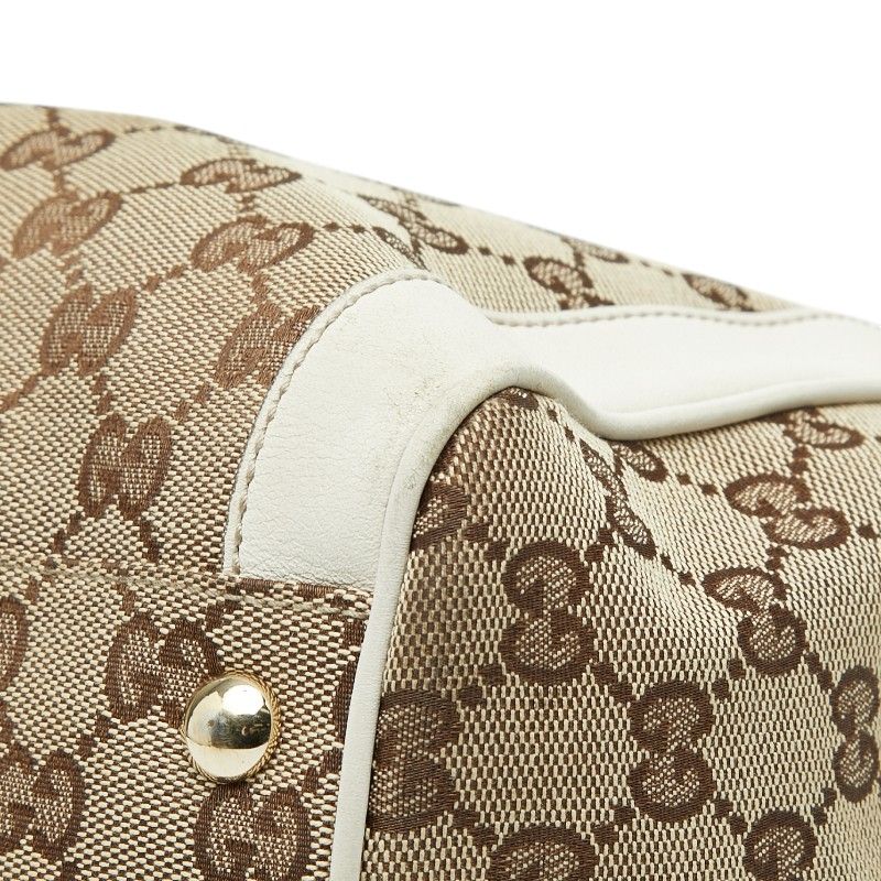 Gucci GG Canvas Tote Shoulder Bag White Beige