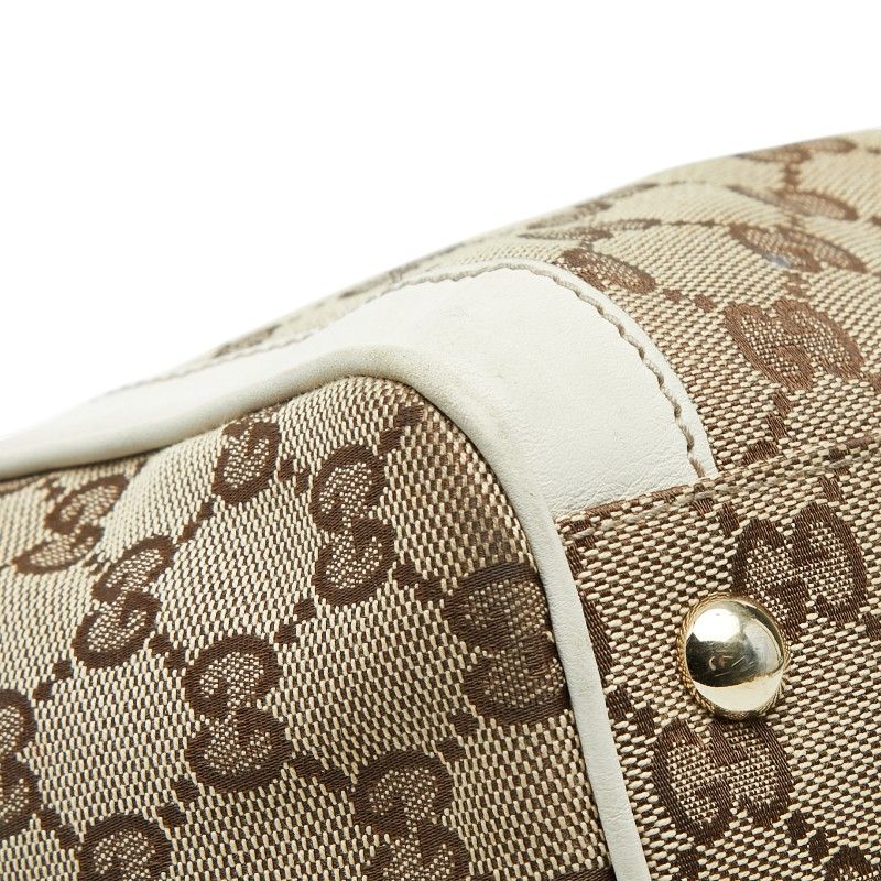 Gucci GG Canvas Tote Shoulder Bag White Beige