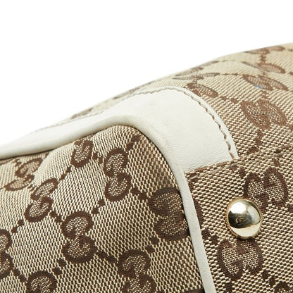Gucci GG Canvas Tote Shoulder Bag White Beige