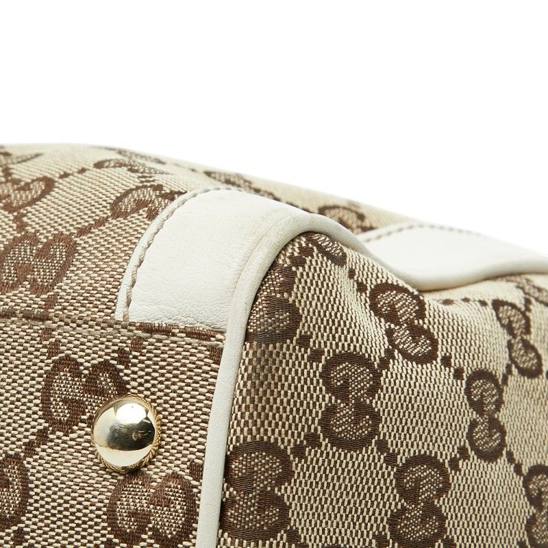 Gucci GG Canvas Tote Shoulder Bag White Beige