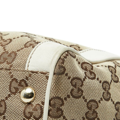 Gucci GG Canvas Tote Shoulder Bag White Beige