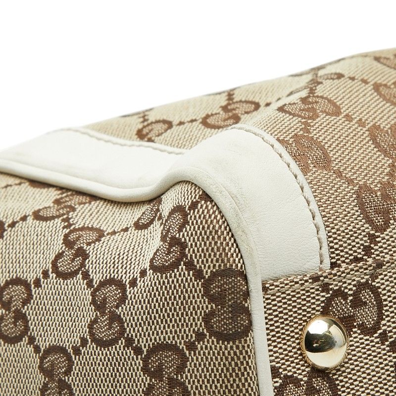 Gucci GG Canvas Tote Shoulder Bag White Beige
