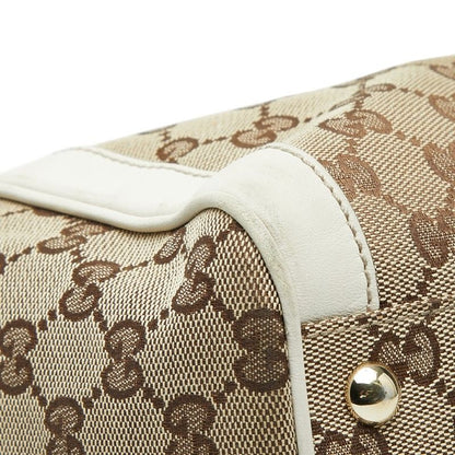 Gucci GG Canvas Tote Shoulder Bag White Beige