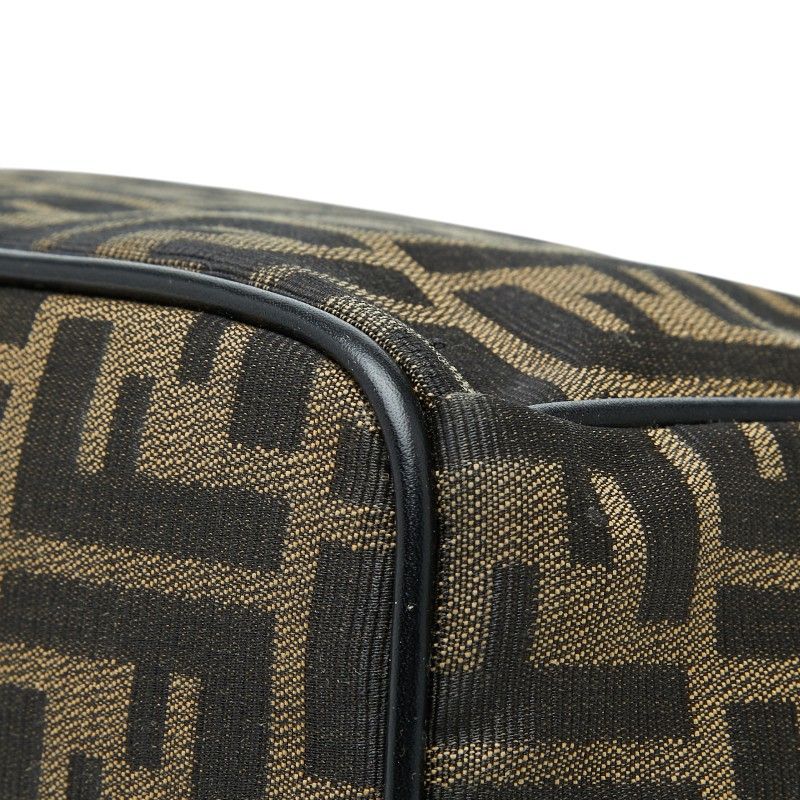 Fendi Zucca Vintage Handbag Vanity Bag Brown Canvas Leather