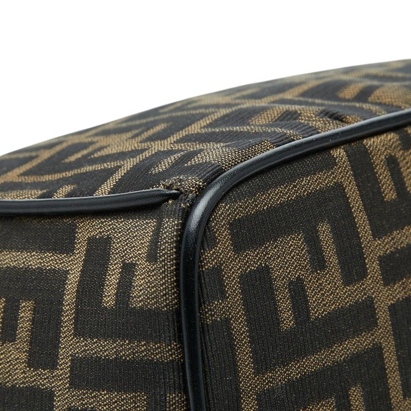 Fendi Zucca Vintage Handbag Vanity Bag Brown Canvas Leather