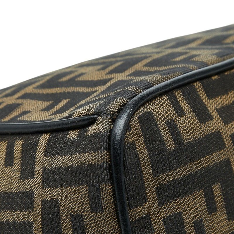 Fendi Zucca Vintage Handbag Vanity Bag Brown Canvas Leather