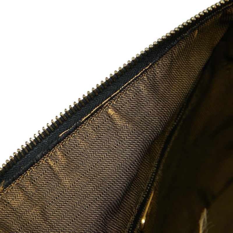 Fendi Zucca Vintage Handbag Vanity Bag Brown Canvas Leather