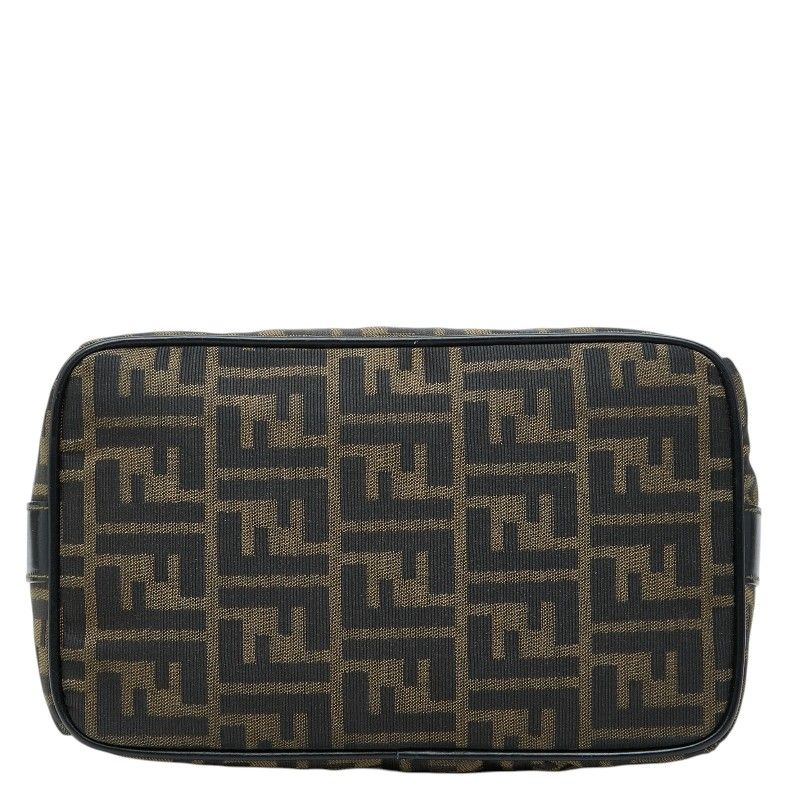 Fendi Zucca Vintage Handbag Vanity Bag Brown Canvas Leather