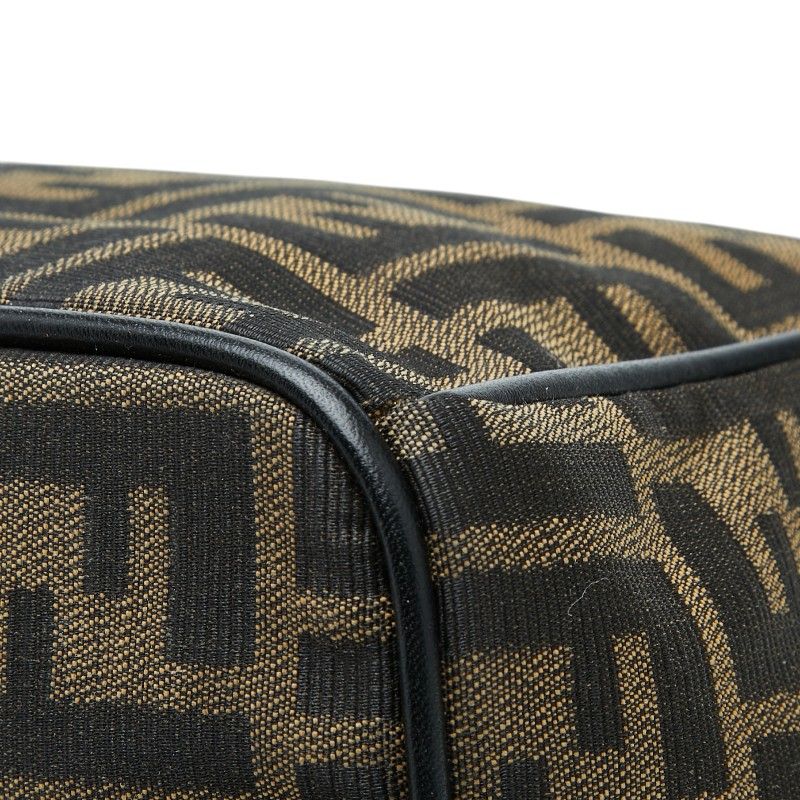 Fendi Zucca Vintage Handbag Vanity Bag Brown Canvas Leather