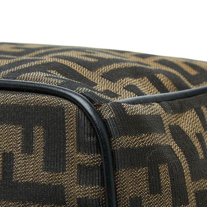 Fendi Zucca Vintage Handbag Vanity Bag Brown Canvas Leather