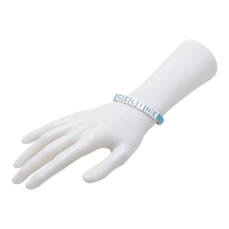 Celine Logo Blue White Leather Bracelet