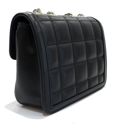 Gucci Deco Mini Shoulder Bag Interlocking Leather Black Gold Silver