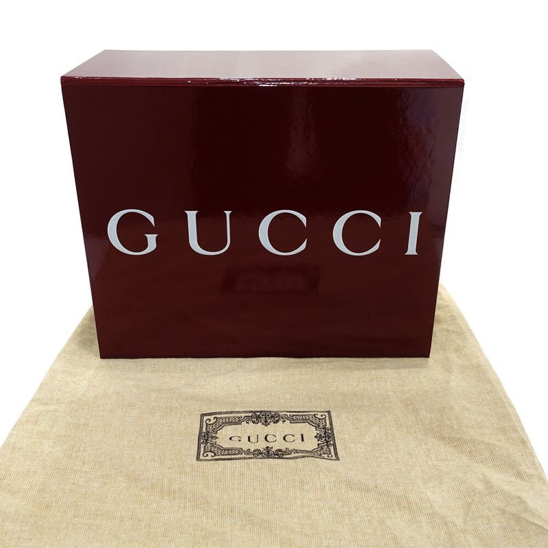 Gucci Deco Mini Shoulder Bag Interlocking Leather Black Gold Silver