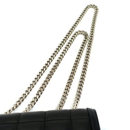 Gucci Deco Mini Shoulder Bag Interlocking Leather Black Gold Silver