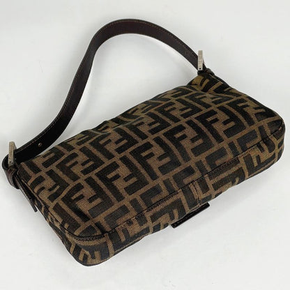 Fendi Zucca Pattern Mamma Baguette Shoulder Bag Canvas Brown