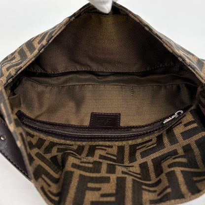 Fendi Zucca Pattern Mamma Baguette Shoulder Bag Canvas Brown