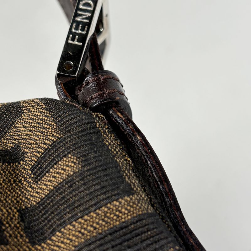 Fendi Zucca Pattern Mamma Baguette Shoulder Bag Canvas Brown