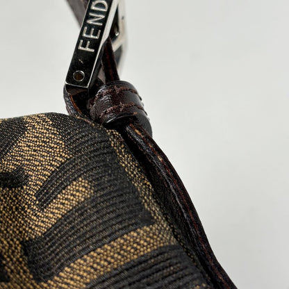 Fendi Zucca Pattern Mamma Baguette Shoulder Bag Canvas Brown