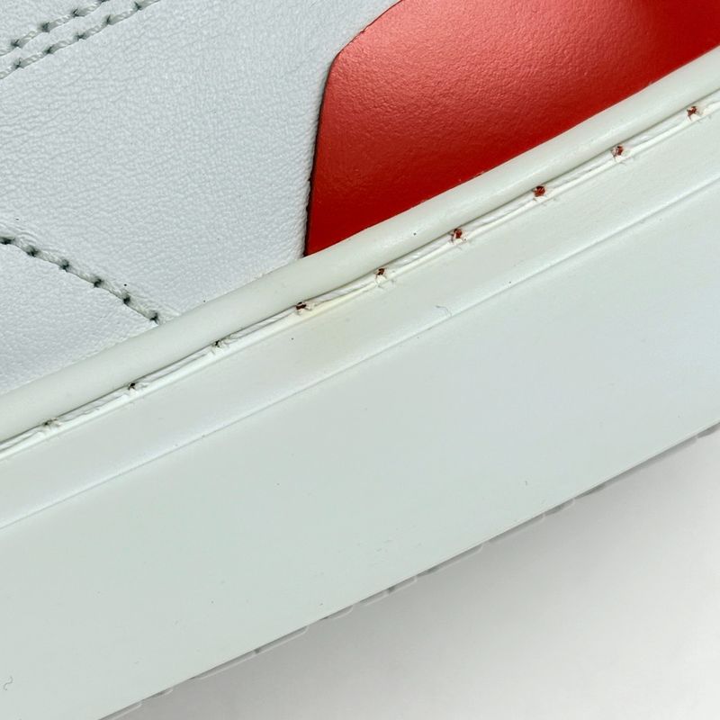 Hermes Deep Logo Stitch Sneakers Leather White Orange