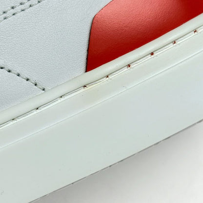 Hermes Deep Logo Stitch Sneakers Leather White Orange