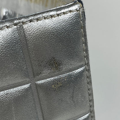 Chanel CC Logo Chain Tote No5 Choco Bar Canvas Navy Silver