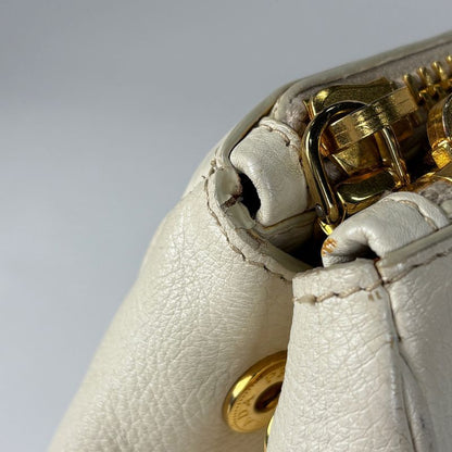 Prada Logo Tote Leather Ivory