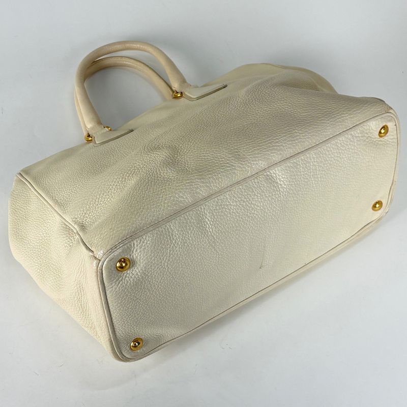 Prada Logo Tote Leather Ivory