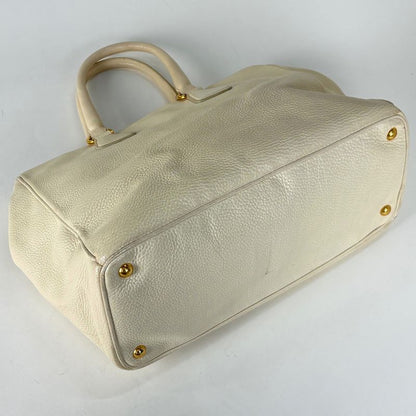 Prada Logo Tote Leather Ivory