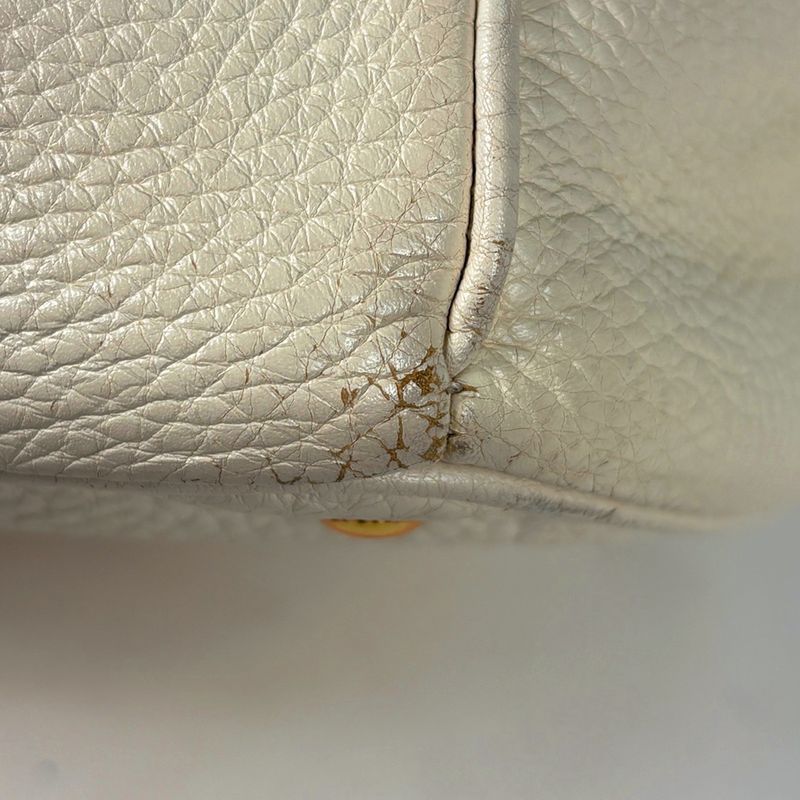 Prada Logo Tote Leather Ivory
