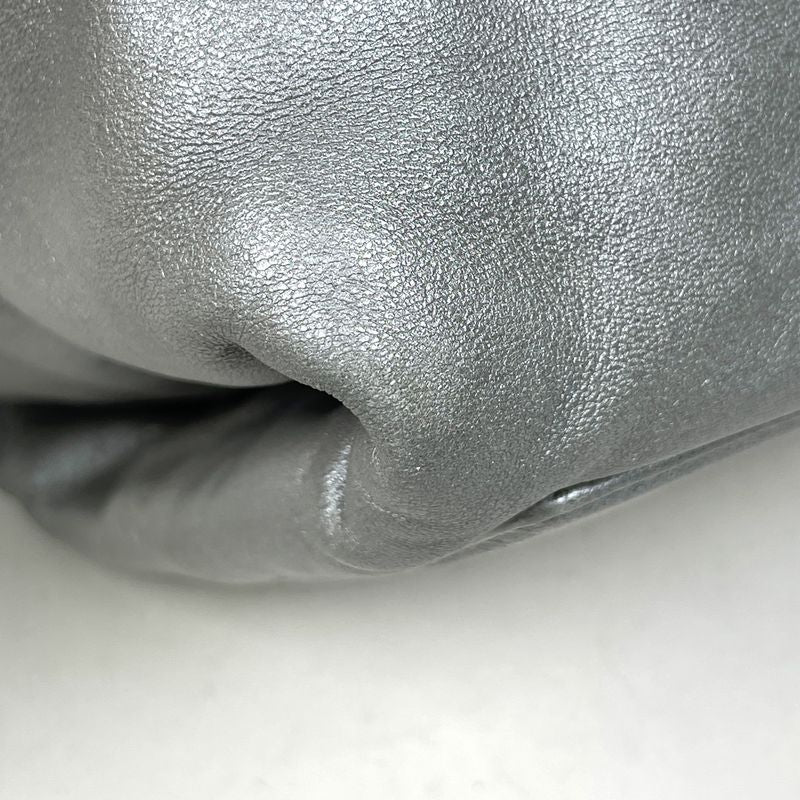 Chanel CC Logo Tote Leather Silver