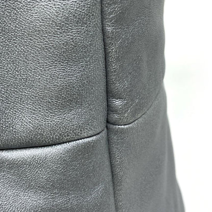 Chanel CC Logo Tote Leather Silver